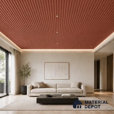Copper 10 ft x 0.5 ft (3060x150 mm) Linea Design Interior & Exterior Wall & Ceiling Panel - 15 mm | Suitable for Balcony, Facade & Open Area | Width is Subjected to 5% Variation