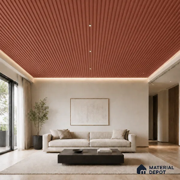 Copper 10 ft x 0.5 ft (3060x150 mm) Linea Design Interior & Exterior Wall & Ceiling Panel - 15 mm | Suitable for Balcony, Facade & Open Area | Width is Subjected to 5% Variation