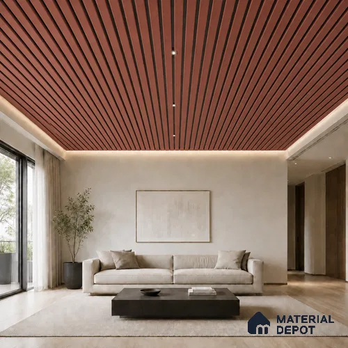 Copper 10 ft x 0.5 ft (3060x150 mm) Dual Tone Linea Design Interior & Exterior Wall & Ceiling Panel - 15 mm | Suitable for Balcony, Facade & Open Area | Width is Subjected to 5% Variation