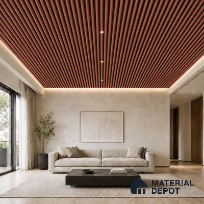 Copper 10 ft x 0.6 ft (3060x180 mm) Dual Tone Arch Design Interior & Exterior Wall & Ceiling Panel - 17 mm | Suitable for Balcony, Facade & Open Area | Width is Subjected to 5% Variation