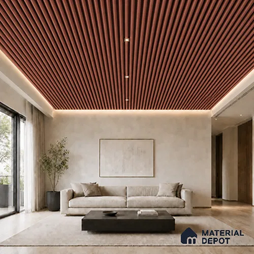 Copper 10 ft x 0.6 ft (3060x180 mm) Dual Tone Arch Design Interior & Exterior Wall & Ceiling Panel - 17 mm | Suitable for Balcony, Facade & Open Area | Width is Subjected to 5% Variation