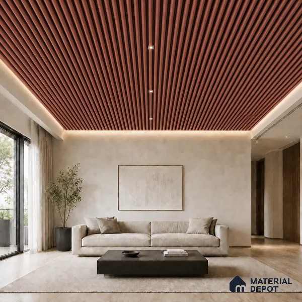 Copper 10 ft x 0.6 ft (3060x180 mm) Dual Tone Arch Design Interior & Exterior Wall & Ceiling Panel - 17 mm | Suitable for Balcony, Facade & Open Area | Width is Subjected to 5% Variation