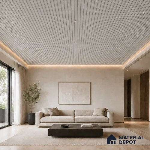 Armani Grey 10 ft x 0.5 ft (3060x150 mm) Linea Design Interior & Exterior Wall & Ceiling Panel - 15 mm | Suitable for Balcony, Facade & Open Area | Width is Subjected to 5% Variation