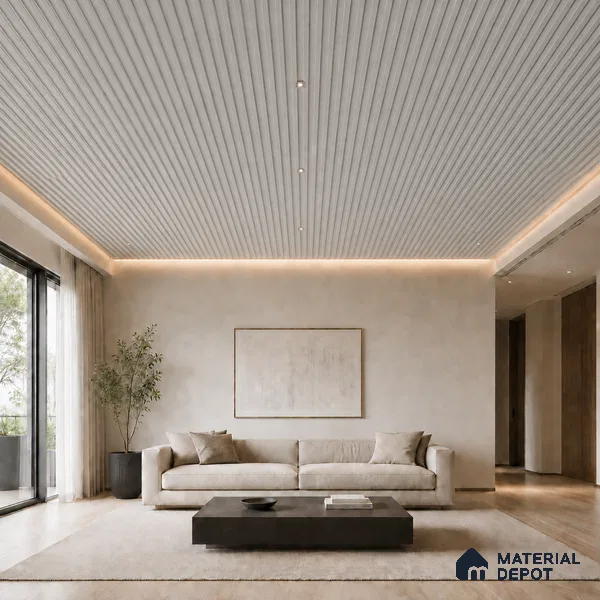 Armani Grey 10 ft x 0.5 ft (3060x150 mm) Linea Design Interior & Exterior Wall & Ceiling Panel - 15 mm | Suitable for Balcony, Facade & Open Area | Width is Subjected to 5% Variation