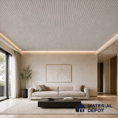 Armani Grey 10 ft x 0.45 ft (3060x140 mm) Pyramid Design Interior & Exterior Wall & Ceiling Panel - 14 mm | Suitable for Balcony, Facade & Open Area | Width is Subjected to 5% Variation