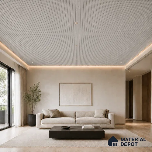 Armani Grey 10 ft x 0.45 ft (3060x140 mm) Pyramid Design Interior & Exterior Wall & Ceiling Panel - 14 mm | Suitable for Balcony, Facade & Open Area | Width is Subjected to 5% Variation