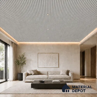 Armani Grey 10 ft x 0.6 ft (3060x180 mm) Arch Design Interior & Exterior Wall & Ceiling Panel - 17 mm | Suitable for Balcony, Facade & Open Area | Width is Subjected to 5% Variation