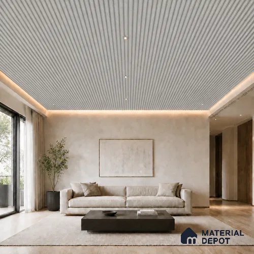 Armani Grey 10 ft x 0.6 ft (3060x180 mm) Arch Design Interior & Exterior Wall & Ceiling Panel - 17 mm | Suitable for Balcony, Facade & Open Area | Width is Subjected to 5% Variation