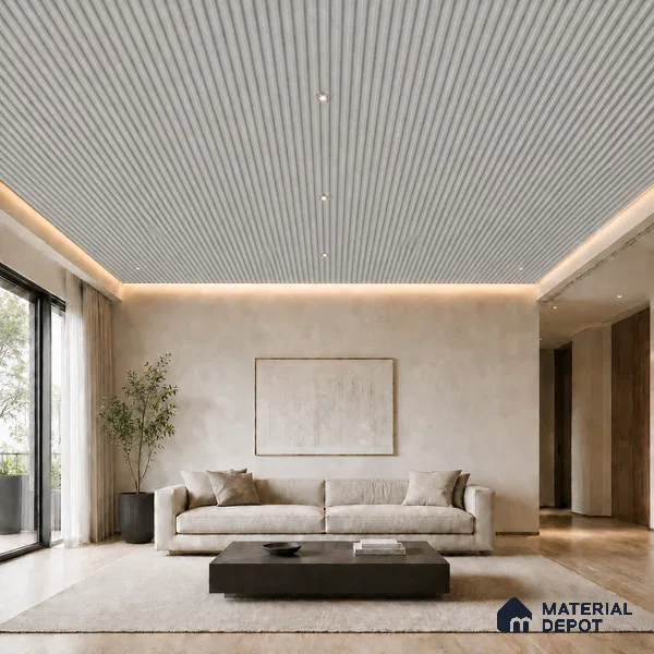 Armani Grey 10 ft x 0.6 ft (3060x180 mm) Arch Design Interior & Exterior Wall & Ceiling Panel - 17 mm | Suitable for Balcony, Facade & Open Area | Width is Subjected to 5% Variation