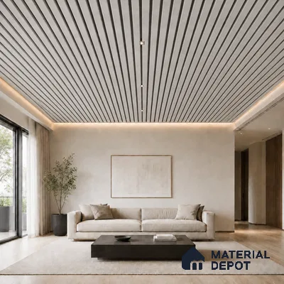 Armani Grey 10 ft x 0.5 ft (3060x150 mm) Dual Tone Linea Design Interior & Exterior Wall & Ceiling Panel - 15 mm | Suitable for Balcony, Facade & Open Area | Width is Subjected to 5% Variation