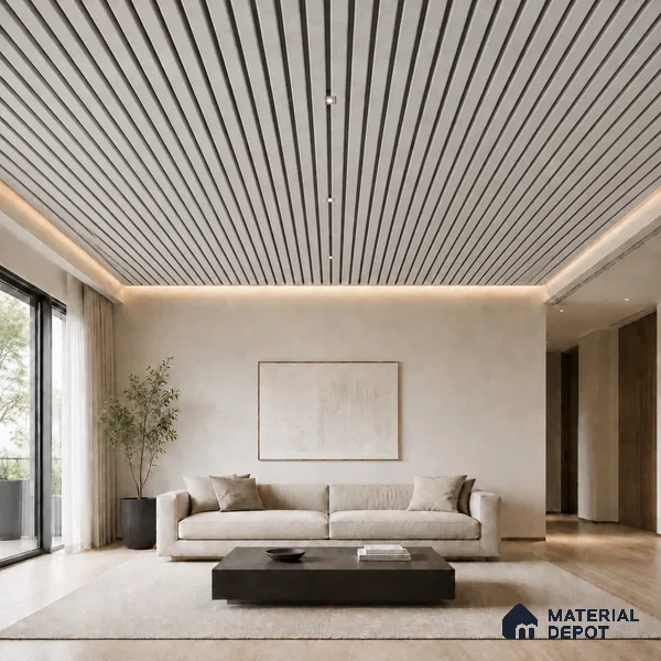 Armani Grey 10 ft x 0.5 ft (3060x150 mm) Dual Tone Linea Design Interior & Exterior Wall & Ceiling Panel - 15 mm | Suitable for Balcony, Facade & Open Area | Width is Subjected to 5% Variation