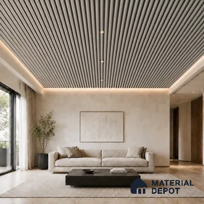 Armani Grey 10 ft x 0.6 ft (3060x180 mm) Dual Tone Arch Design Interior & Exterior Wall & Ceiling Panel - 17 mm | Suitable for Balcony, Facade & Open Area | Width is Subjected to 5% Variation
