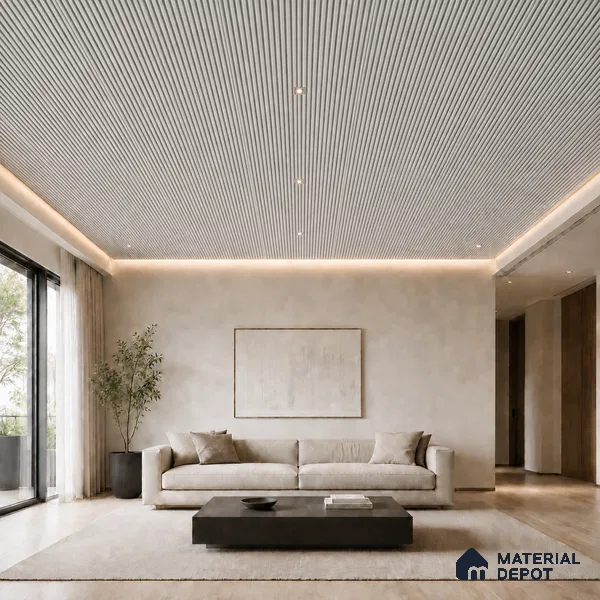 Armani Grey 10 ft x 0.68 ft (3060x208 mm) Curve Design Interior & Exterior Wall & Ceiling Panel - 10 mm | Suitable for Balcony, Facade & Open Area | Width is Subjected to 5% Variation