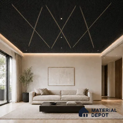Portoro 10 ft x 0.45 ft (3060x140 mm) Pyramid Design Interior & Exterior Wall & Ceiling Panel - 14 mm | Suitable for Balcony, Facade & Open Area | Width is Subjected to 5% Variation
