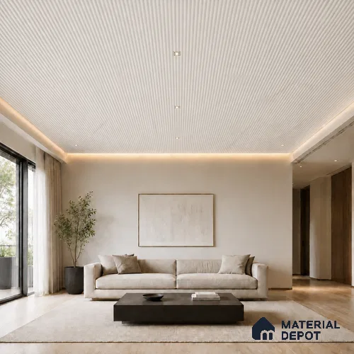 Statuario 10 ft x 0.45 ft (3060x140 mm) Pyramid Design Interior & Exterior Wall & Ceiling Panel - 14 mm | Suitable for Balcony, Facade & Open Area | Width is Subjected to 5% Variation