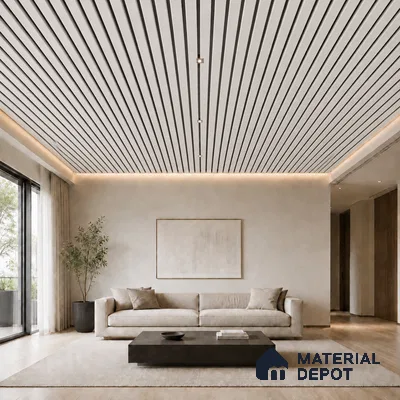 Statuario 10 ft x 0.5 ft (3060x150 mm) Dual Tone Linea Design Interior & Exterior Wall & Ceiling Panel - 15 mm | Suitable for Balcony, Facade & Open Area | Width is Subjected to 5% Variation