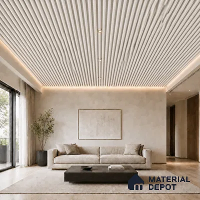 Statuario 10 ft x 0.6 ft (3060x180 mm) Dual Tone Arch Design Interior & Exterior Wall & Ceiling Panel - 17 mm | Suitable for Balcony, Facade & Open Area | Width is Subjected to 5% Variation
