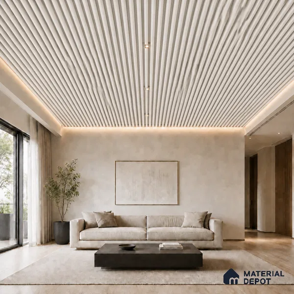 Statuario 10 ft x 0.6 ft (3060x180 mm) Dual Tone Arch Design Interior & Exterior Wall & Ceiling Panel - 17 mm | Suitable for Balcony, Facade & Open Area | Width is Subjected to 5% Variation