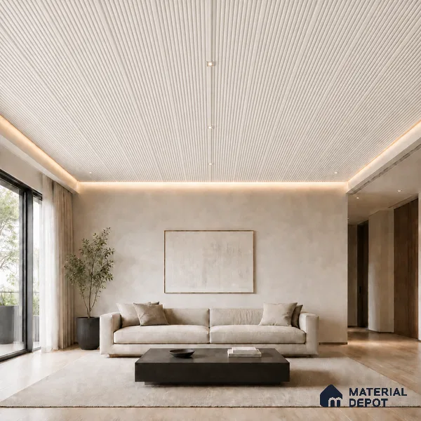 Statuario 10 ft x 0.68 ft (3060x208 mm) Curve Design Interior & Exterior Wall & Ceiling Panel - 10 mm | Suitable for Balcony, Facade & Open Area | Width is Subjected to 5% Variation