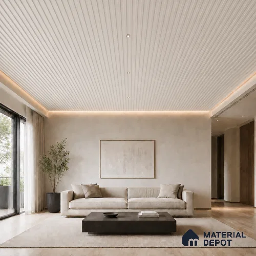 Statuario 10 ft x 0.5 ft (3060x150 mm) Linea Design Interior & Exterior Wall & Ceiling Panel - 15 mm | Suitable for Balcony, Facade & Open Area | Width is Subjected to 5% Variation