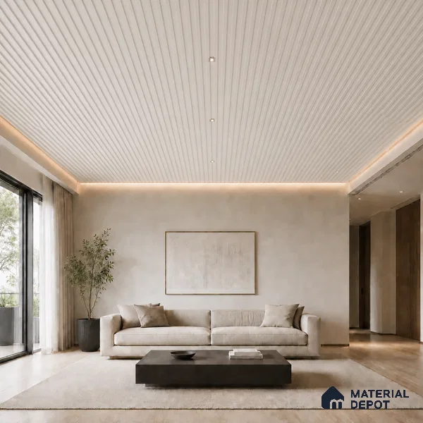 Statuario 10 ft x 0.5 ft (3060x150 mm) Linea Design Interior & Exterior Wall & Ceiling Panel - 15 mm | Suitable for Balcony, Facade & Open Area | Width is Subjected to 5% Variation