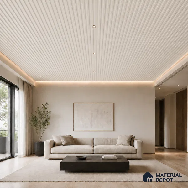 Pearl 10 ft x 0.5 ft (3060x150 mm) Linea Design Interior & Exterior Wall & Ceiling Panel - 15 mm | Suitable for Balcony, Facade & Open Area | Width is Subjected to 5% Variation