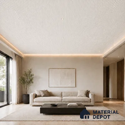 Snow White 10 ft x 0.5 ft (3060x150 mm) Pastel Pyramid Design Interior & Exterior Wall & Ceiling Panel - 15 mm | Suitable for Balcony, Facade & Open Area | Width is Subjected to 5% Variation