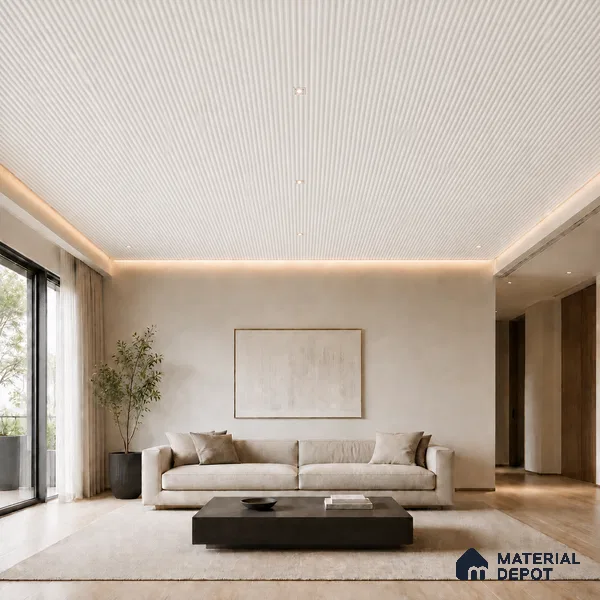 Snow White 10 ft x 0.5 ft (3060x150 mm) Pastel Pyramid Design Interior & Exterior Wall & Ceiling Panel - 15 mm | Suitable for Balcony, Facade & Open Area | Width is Subjected to 5% Variation