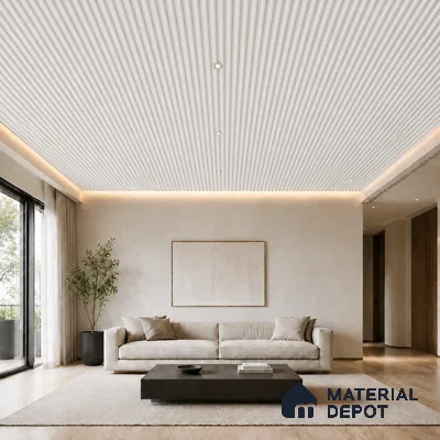 Snow White 10 ft x 0.6 ft (3060x180 mm) Pastel Arch Design Interior & Exterior Wall & Ceiling Panel - 17 mm | Suitable for Balcony, Facade & Open Area | Width is Subjected to 5% Variation