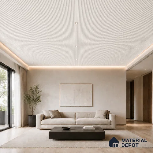 Snow White 10 ft x 0.68 ft (3060x208 mm) Curve Design Interior & Exterior Wall & Ceiling Panel - 10 mm | Suitable for Balcony, Facade & Open Area | Width is Subjected to 5% Variation