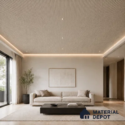 Mocha 10 ft x 0.5 ft (3060x150 mm) Pastel Pyramid Design Interior & Exterior Wall & Ceiling Panel - 15 mm | Suitable for Balcony, Facade & Open Area | Width is Subjected to 5% Variation