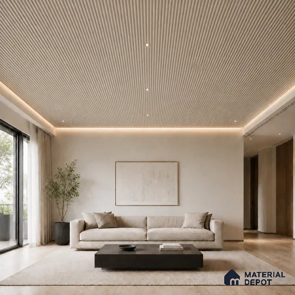 Mocha 10 ft x 0.5 ft (3060x150 mm) Pastel Pyramid Design Interior & Exterior Wall & Ceiling Panel - 15 mm | Suitable for Balcony, Facade & Open Area | Width is Subjected to 5% Variation