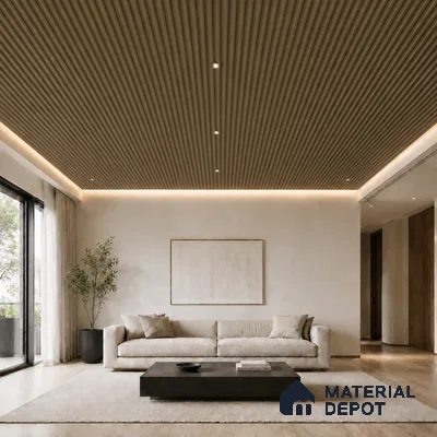 Mocha 10 ft x 0.6 ft (3060x180 mm) Pastel Arch Design Interior & Exterior Wall & Ceiling Panel - 17 mm | Suitable for Balcony, Facade & Open Area | Width is Subjected to 5% Variation