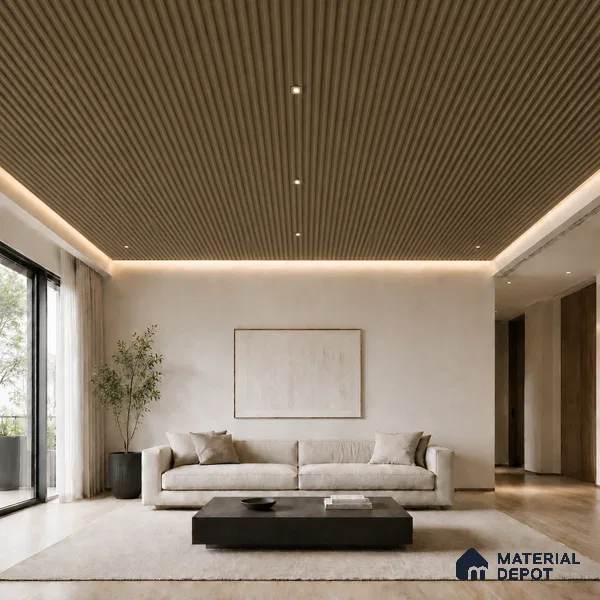 Mocha 10 ft x 0.6 ft (3060x180 mm) Pastel Arch Design Interior & Exterior Wall & Ceiling Panel - 17 mm | Suitable for Balcony, Facade & Open Area | Width is Subjected to 5% Variation