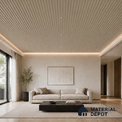 Mocha 10 ft x 0.5 ft (3060x150 mm) Pastel Linea Design Interior & Exterior Wall & Ceiling Panel - 15 mm | Suitable for Balcony, Facade & Open Area | Width is Subjected to 5% Variation