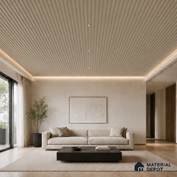 Mocha 10 ft x 0.5 ft (3060x150 mm) Pastel Linea Design Interior & Exterior Wall & Ceiling Panel - 15 mm | Suitable for Balcony, Facade & Open Area | Width is Subjected to 5% Variation