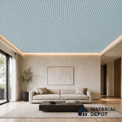 Sky Blue 10 ft x 0.6 ft (3060x180 mm) Pastel Arch Design Interior & Exterior Wall & Ceiling Panel - 17 mm | Suitable for Balcony, Facade & Open Area | Width is Subjected to 5% Variation