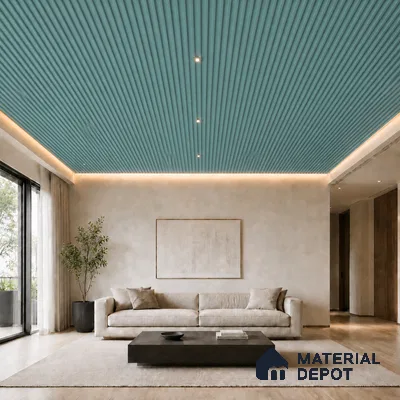 Steel Blue 10 ft x 0.6 ft (3060x180 mm) Pastel Arch Design Interior & Exterior Wall & Ceiling Panel - 17 mm | Suitable for Balcony, Facade & Open Area | Width is Subjected to 5% Variation