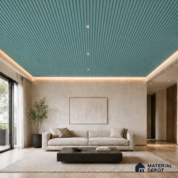 Steel Blue 10 ft x 0.6 ft (3060x180 mm) Pastel Arch Design Interior & Exterior Wall & Ceiling Panel - 17 mm | Suitable for Balcony, Facade & Open Area | Width is Subjected to 5% Variation