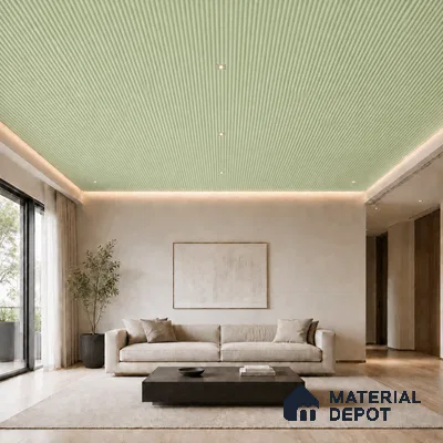 Mint Green 10 ft x 0.5 ft (3060x150 mm) Pastel Pyramid Design Interior & Exterior Wall & Ceiling Panel - 15 mm | Suitable for Balcony, Facade & Open Area | Width is Subjected to 5% Variation