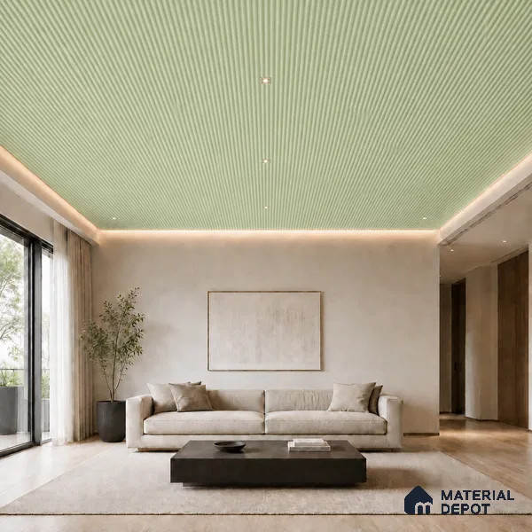Mint Green 10 ft x 0.5 ft (3060x150 mm) Pastel Pyramid Design Interior & Exterior Wall & Ceiling Panel - 15 mm | Suitable for Balcony, Facade & Open Area | Width is Subjected to 5% Variation