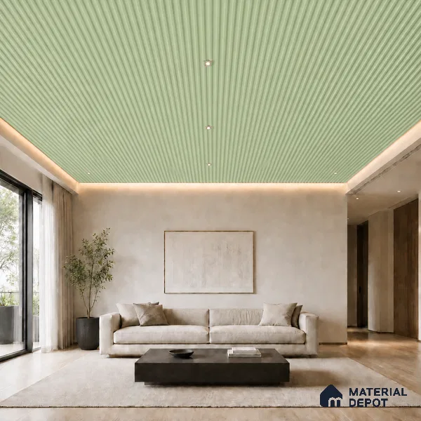 Mint Green 10 ft x 0.6 ft (3060x180 mm) Pastel Arch Design Interior & Exterior Wall & Ceiling Panel - 17 mm | Suitable for Balcony, Facade & Open Area | Width is Subjected to 5% Variation