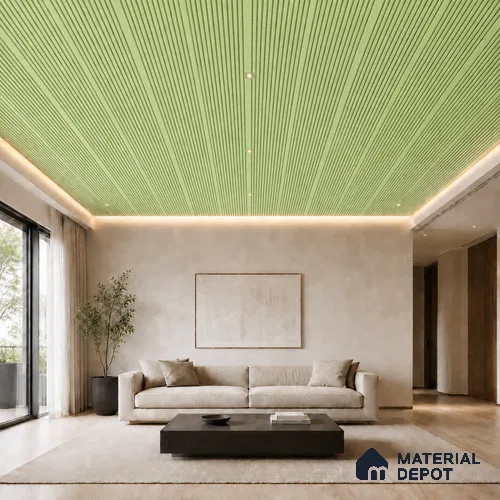 Mint Green 10 ft x 0.68 ft (3060x208 mm) Curve Design Interior & Exterior Wall & Ceiling Panel - 10 mm | Suitable for Balcony, Facade & Open Area | Width is Subjected to 5% Variation