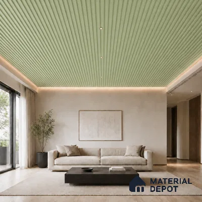 Mint Green 10 ft x 0.5 ft (3060x150 mm) Pastel Linea Design Interior & Exterior Wall & Ceiling Panel - 15 mm | Suitable for Balcony, Facade & Open Area | Width is Subjected to 5% Variation