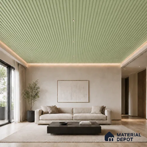 Mint Green 10 ft x 0.5 ft (3060x150 mm) Pastel Linea Design Interior & Exterior Wall & Ceiling Panel - 15 mm | Suitable for Balcony, Facade & Open Area | Width is Subjected to 5% Variation