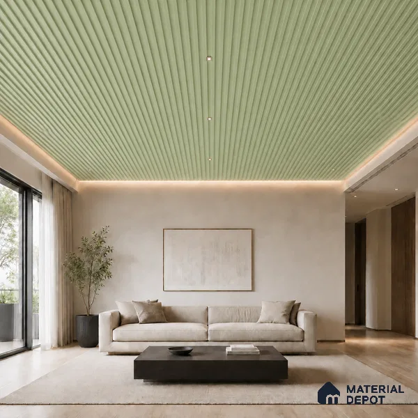 Mint Green 10 ft x 0.5 ft (3060x150 mm) Pastel Linea Design Interior & Exterior Wall & Ceiling Panel - 15 mm | Suitable for Balcony, Facade & Open Area | Width is Subjected to 5% Variation