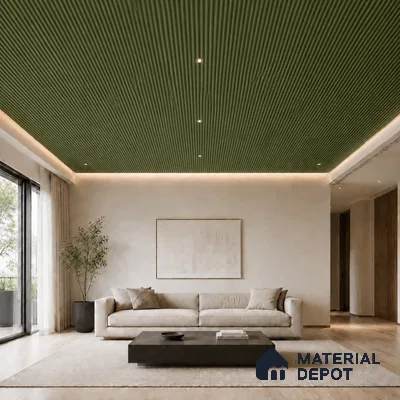 Forest Green 10 ft x 0.5 ft (3060x150 mm) Pastel Pyramid Design Interior & Exterior Wall & Ceiling Panel - 15 mm | Suitable for Balcony, Facade & Open Area | Width is Subjected to 5% Variation