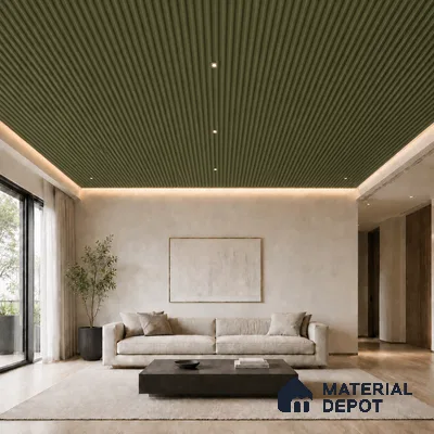 Forest Green 10 ft x 0.6 ft (3060x180 mm) Pastel Arch Design Interior & Exterior Wall & Ceiling Panel - 17 mm | Suitable for Balcony, Facade & Open Area | Width is Subjected to 5% Variation