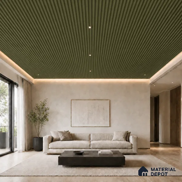 Forest Green 10 ft x 0.6 ft (3060x180 mm) Pastel Arch Design Interior & Exterior Wall & Ceiling Panel - 17 mm | Suitable for Balcony, Facade & Open Area | Width is Subjected to 5% Variation