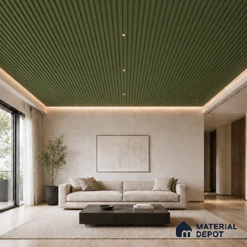 Forest Green 10 ft x 0.5 ft (3060x150 mm) Pastel Linea Design Interior & Exterior Wall & Ceiling Panel - 15 mm | Suitable for Balcony, Facade & Open Area | Width is Subjected to 5% Variation